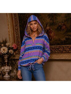 Angelique Hooded Metallic Stripe Top Free Size